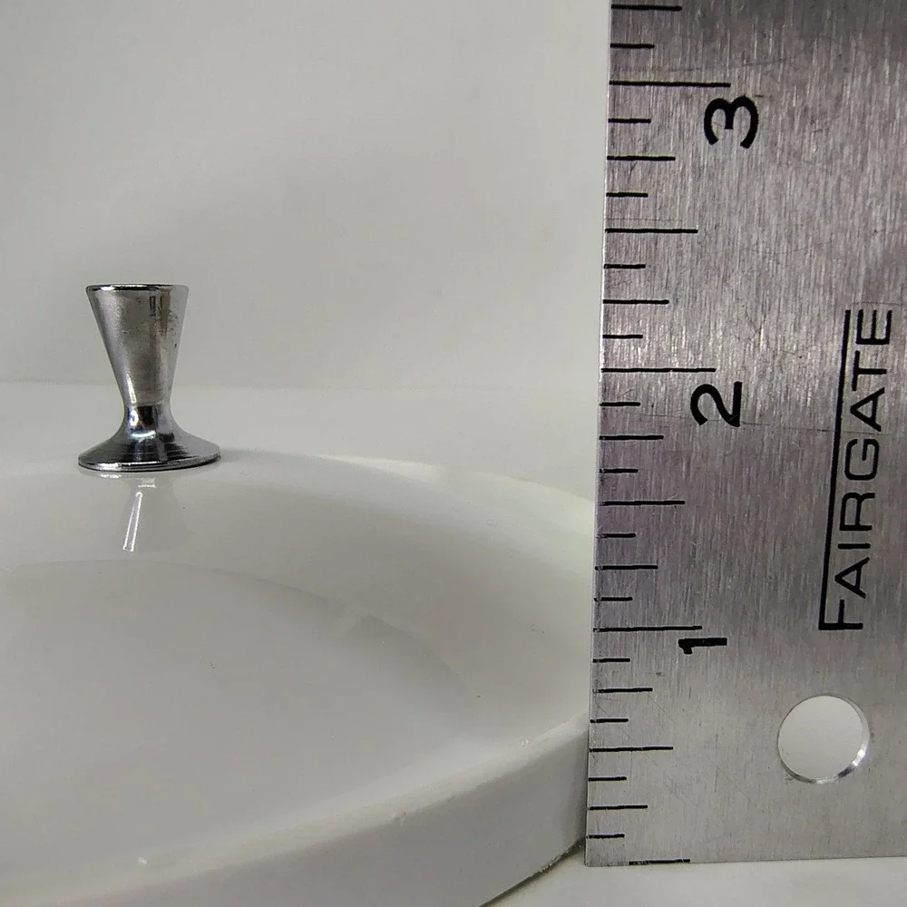 White Replacement Lid with Silver Knob MCM‎ Plastic 7 3/4